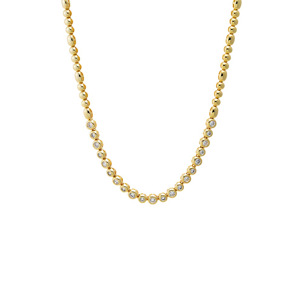 CZ Bezeled Half Tennis Necklace