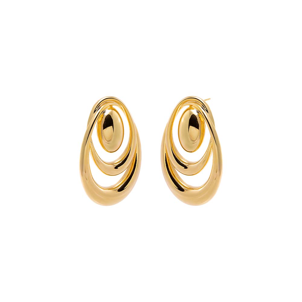 Gold Sculpted Teardrop Stud Earrings - Adina Eden's Jewels
