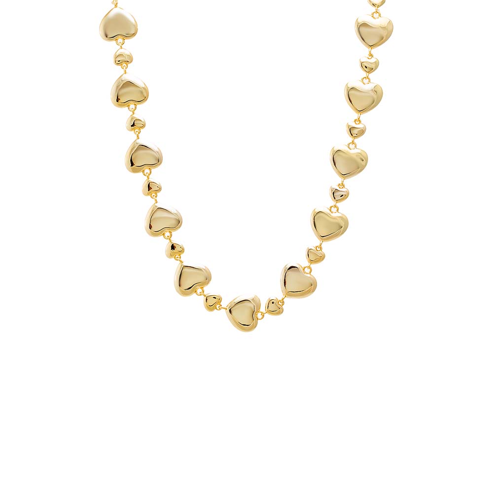 Puffed Heart Link Necklace - Adina Eden's Jewels
