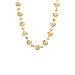 Puffed Heart Link Necklace - Adina Eden's Jewels
