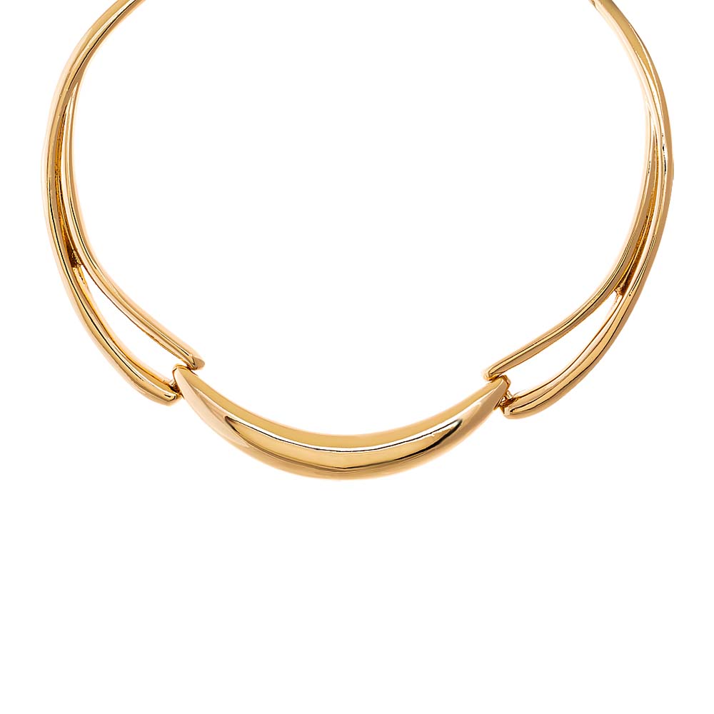 Gold Sculpted Collar Choker Necklace - Adina Eden's Jewels