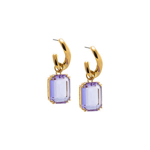 Lilac Lilac Baguette Drop Hoop Earring - Adina Eden's Jewels