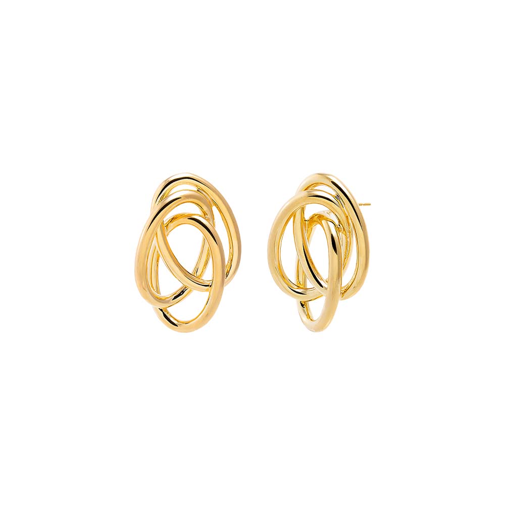 Gold Solid Multi Loop Stud Earring - Adina Eden's Jewels