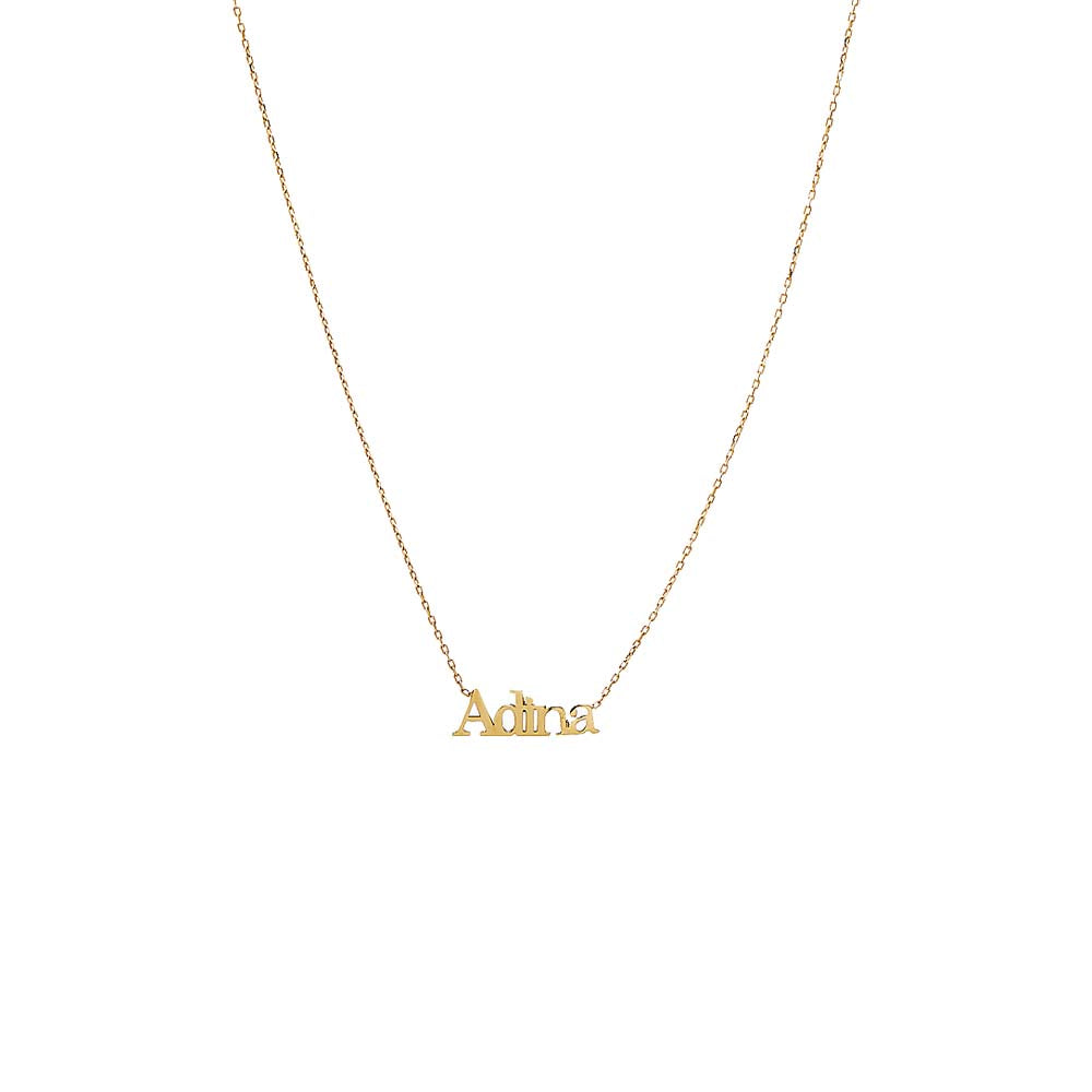 14K Gold / 3 Mini Solid Nameplate Chain Necklace 14K - Adina Eden's Jewels