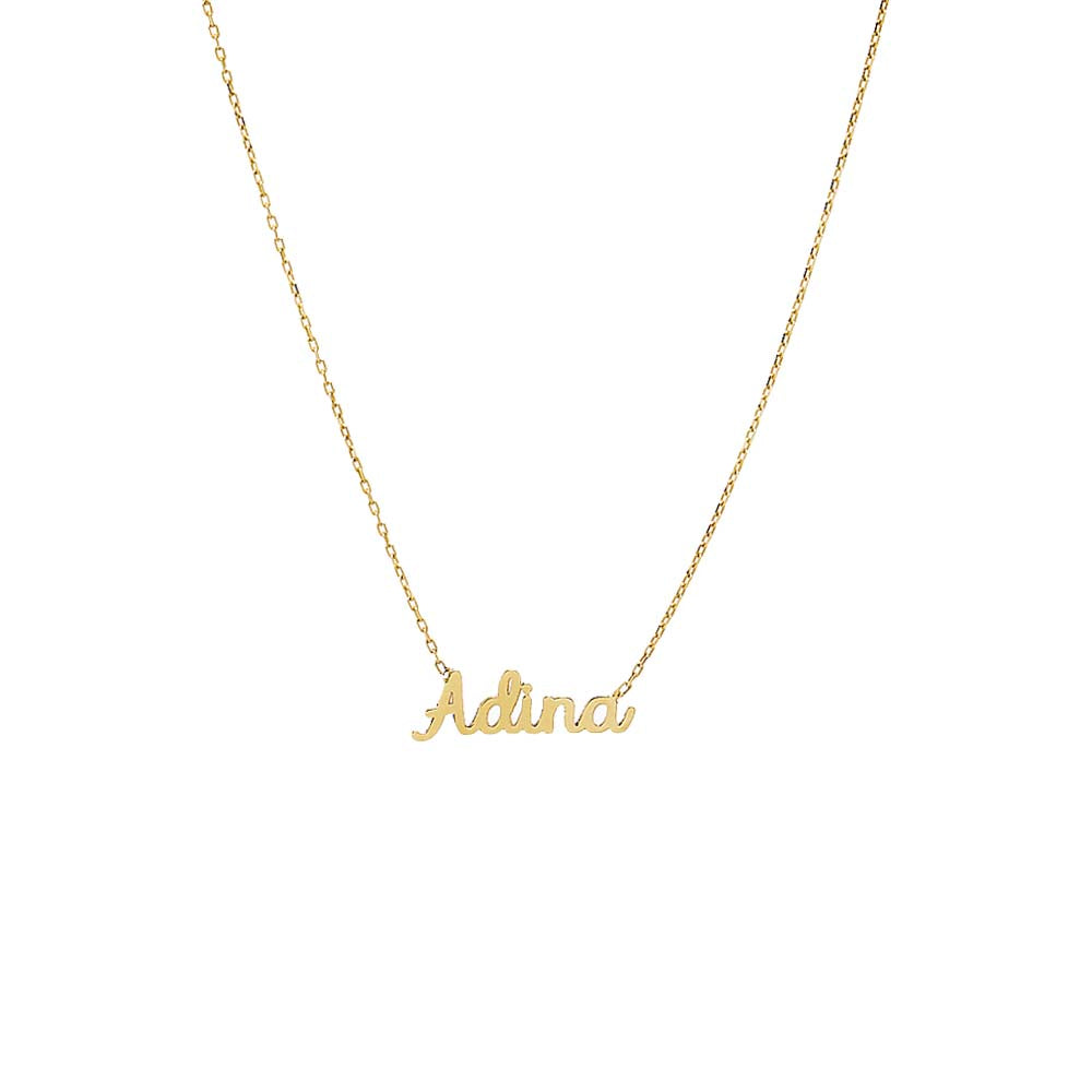 14K Gold / 3 Solid Mini Script Name Necklace 14K - Adina Eden's Jewels