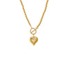 Gold Beaded Heart Toggle Necklace - Adina Eden's Jewels