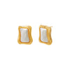 Gold Wavy Frame Mother of Pearl Stud Earring - Adina Eden's Jewels
