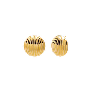 Gold Gold Ribbed Dome Stud Earring - Adina Eden's Jewels