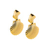 Gold Sculpted Shell Drop Earrings - Adina Eden's Jewels