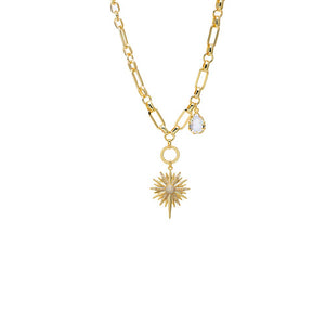 Gold Starburst Pendant Toggle Necklace - Adina Eden's Jewels