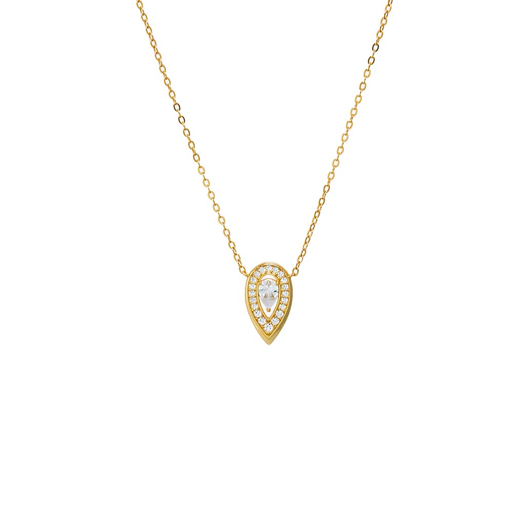 Gold Pave Teardrop Stone Pendant Necklace - Adina Eden's Jewels
