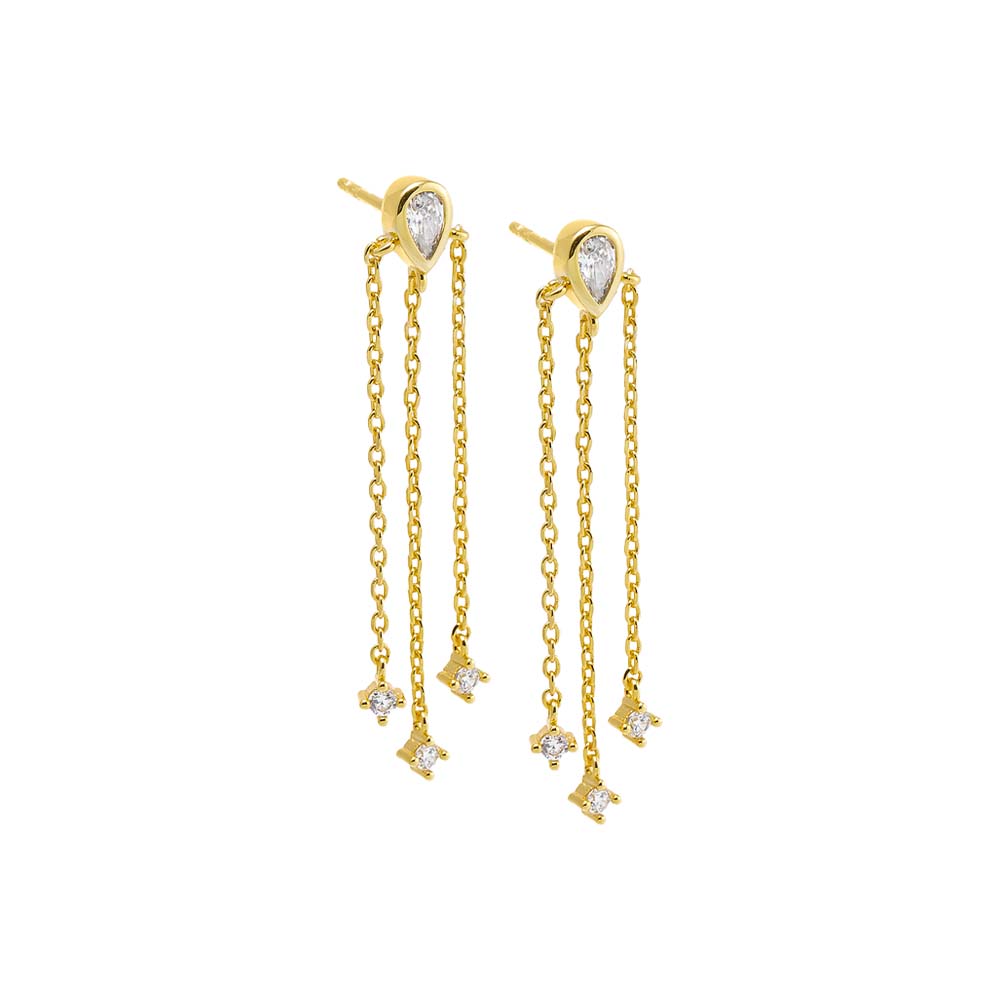 Gold CZ Fringe Drop Stud Earring - Adina Eden's Jewels