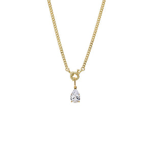 Gold Colored CZ Pear Charm Cuban Toggle Necklace - Adina Eden's Jewels