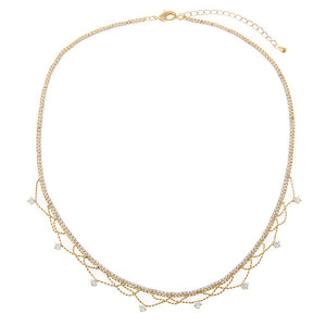 CZ Fringe Layer Choker Necklace