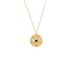 Gold Blue CZ Textured Coin Necklace - Adina Eden's Jewels