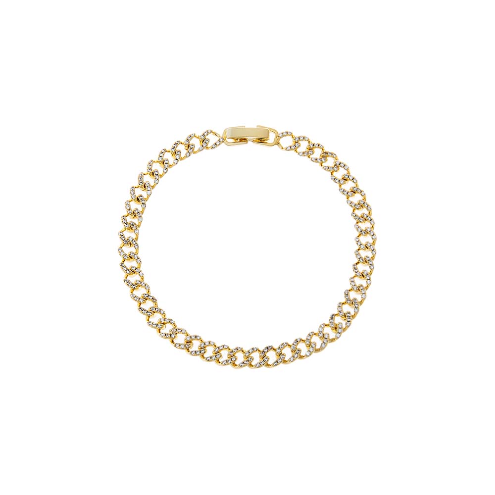 Gold CZ Pave Cuban Bracelet - Adina Eden's Jewels