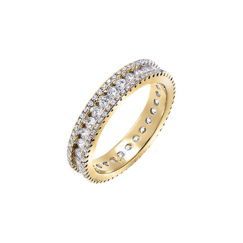 Gold / 6 Thin CZ Pavé And Round Eternity Ring - Adina Eden's Jewels