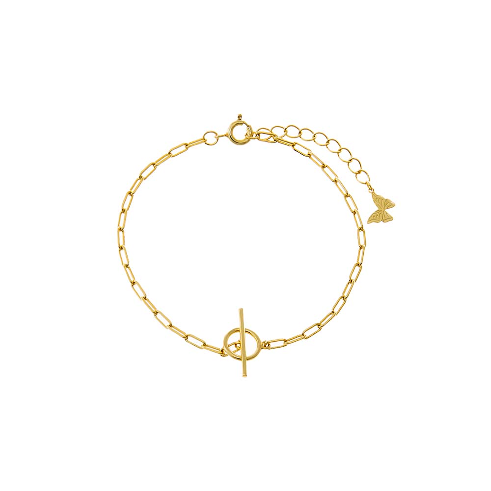 Gold Textured Toggle Chain Bracelet - Adina Eden's Jewels