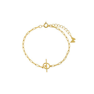Gold Textured Toggle Chain Bracelet - Adina Eden's Jewels