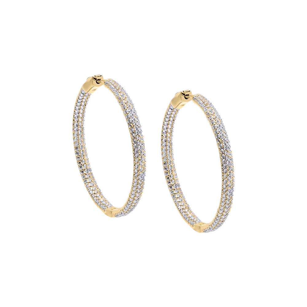Gold / 40MM CZ Pavé Chunky Hoop Earring - Adina Eden's Jewels