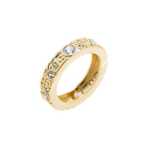 Gold / 5 CZ Multi-Size Bezel Station Eternity Band - Adina Eden's Jewels