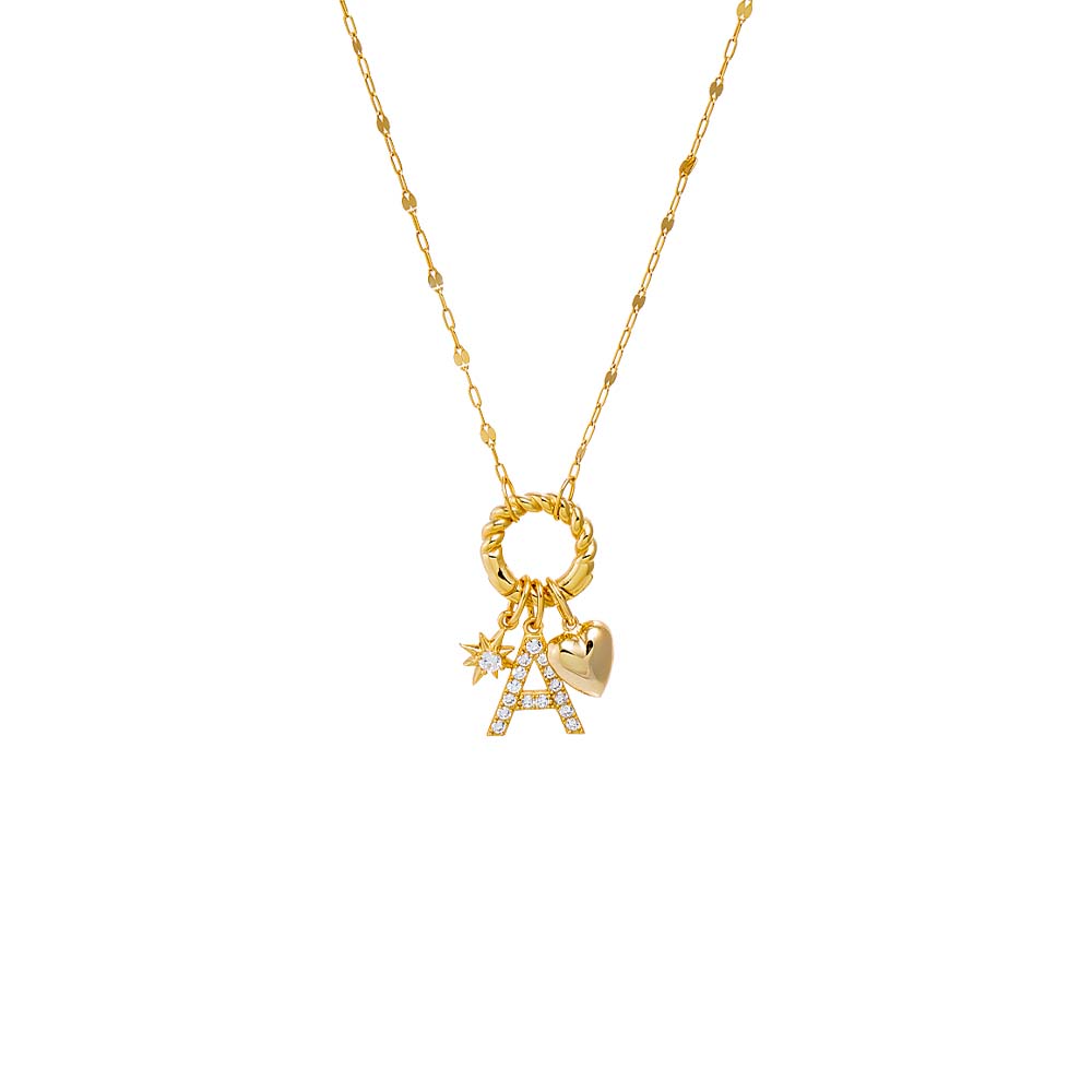 Pave Initial & Trinkets Toggle Charm Necklace - Adina Eden's Jewels