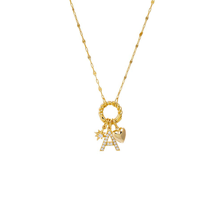 Pave Initial & Trinkets Toggle Charm Necklace