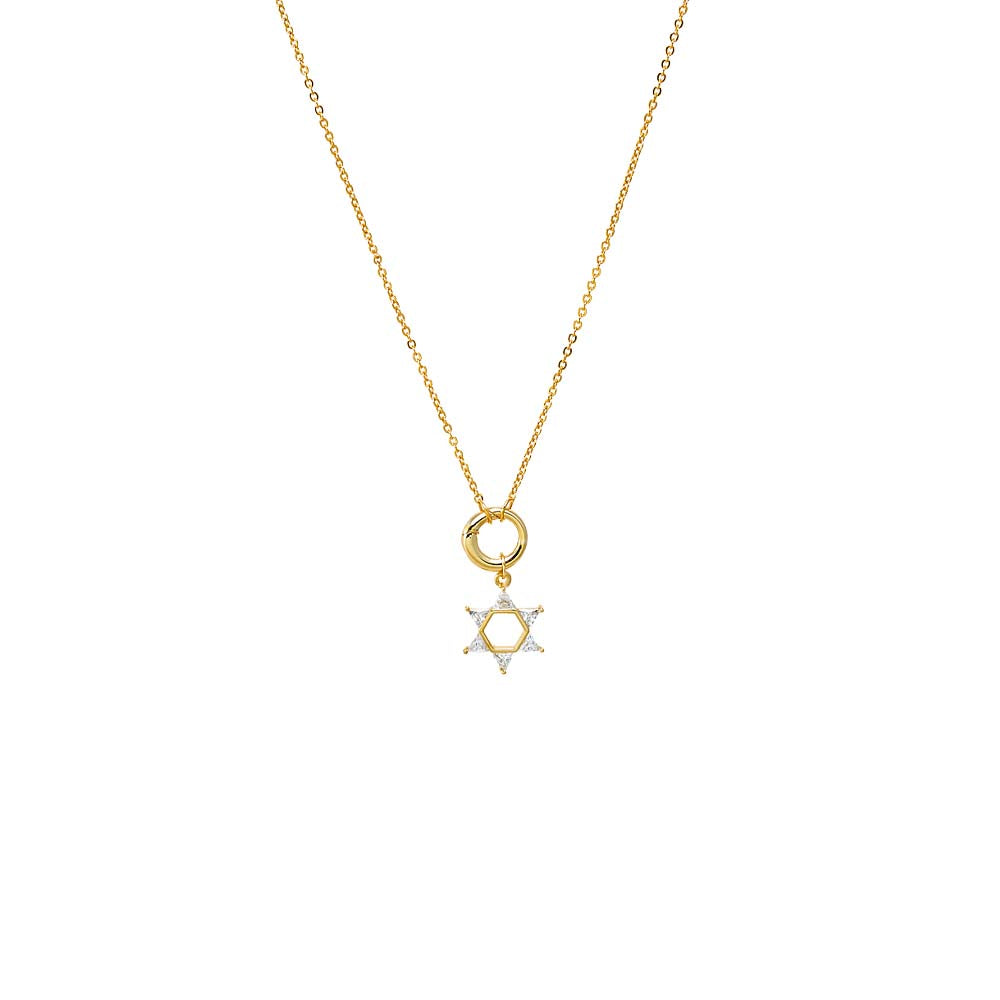 Gold CZ Triangle Star Of David Toggle Necklace - Adina Eden's Jewels