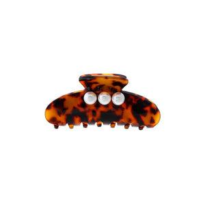 Tortoise Triple Pearl Tortoise Claw Clip - Adina Eden's Jewels