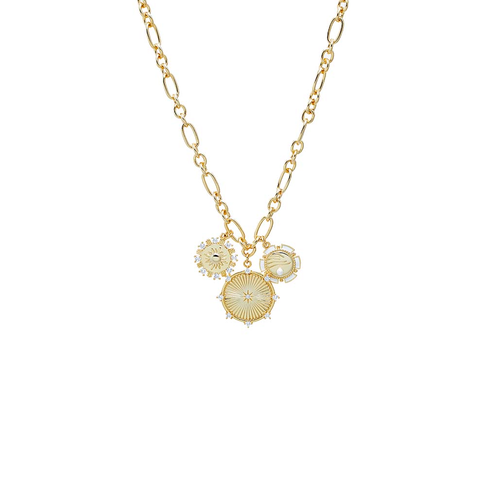 Gold Coin Medallion Drop Necklace - Adina Eden's Jewels