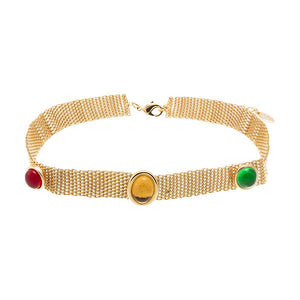 Multi-Color Vintage Inspired Mesh Gem Choker - Adina Eden's Jewels