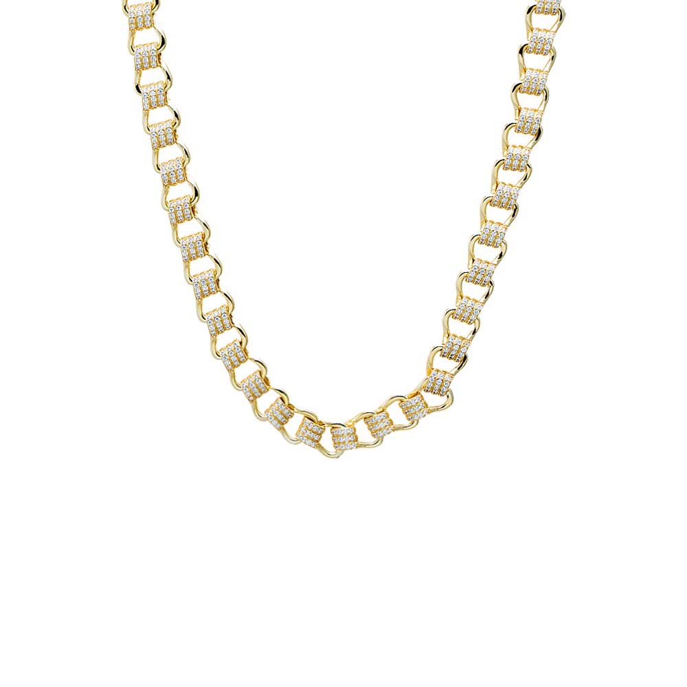 CZ Pave Link Tennis Necklace - Adina Eden's Jewels