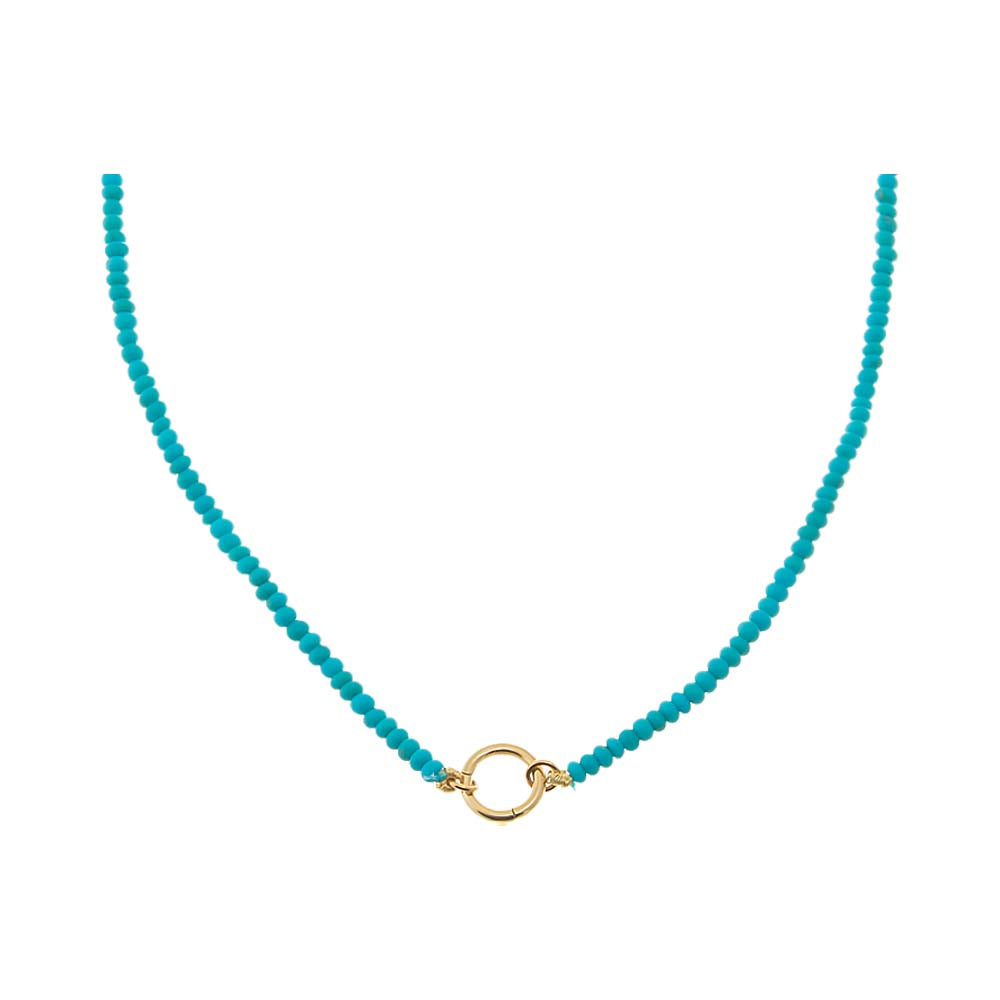 Turquoise Turquoise Beaded Toggle Charm Necklace 14K - Adina Eden's Jewels