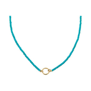 Turquoise Turquoise Beaded Toggle Charm Necklace 14K - Adina Eden's Jewels