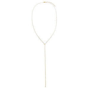 White Enamel Beaded Chain Lariat Necklace - Adina Eden's Jewels