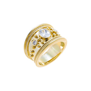 CZ Vintage Wide Bezel-Set Cocktail Ring