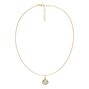 Lab Grown Diamond Oval Bezel Omega Chain Necklace 14K