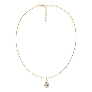 Lab Grown Diamond Pear Bezel Omega Chain Necklace 14K