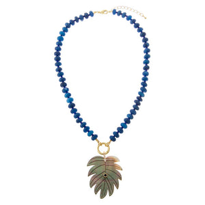 Blue Tiger Eye Natural Stone Beaded Clicker Necklace
