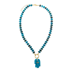 Deep Lake Blue Apatite Natural Stone Clicker Necklace - Adina Eden's Jewels