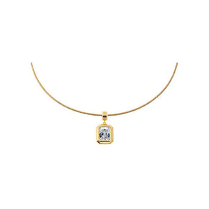 Colored CZ Emerald Bezel Pendant Omega Chain Necklace