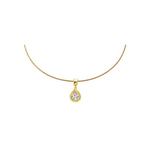 Colored CZ Pear Bezel Pendant Omega Chain Necklace