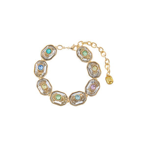 Gold Colored Fancy Emerald Bezel Tennis Bracelet - Adina Eden's Jewels