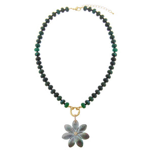 Dark Forest Moss Green Natural Stone Clicker Necklace - Adina Eden's Jewels