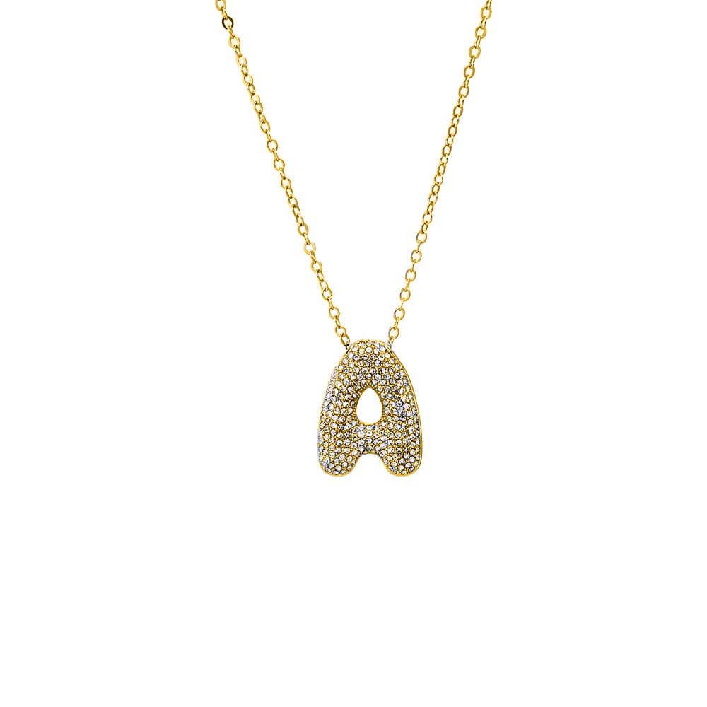 Gold / A Pave XL Initial Pendant Necklace - Adina Eden's Jewels