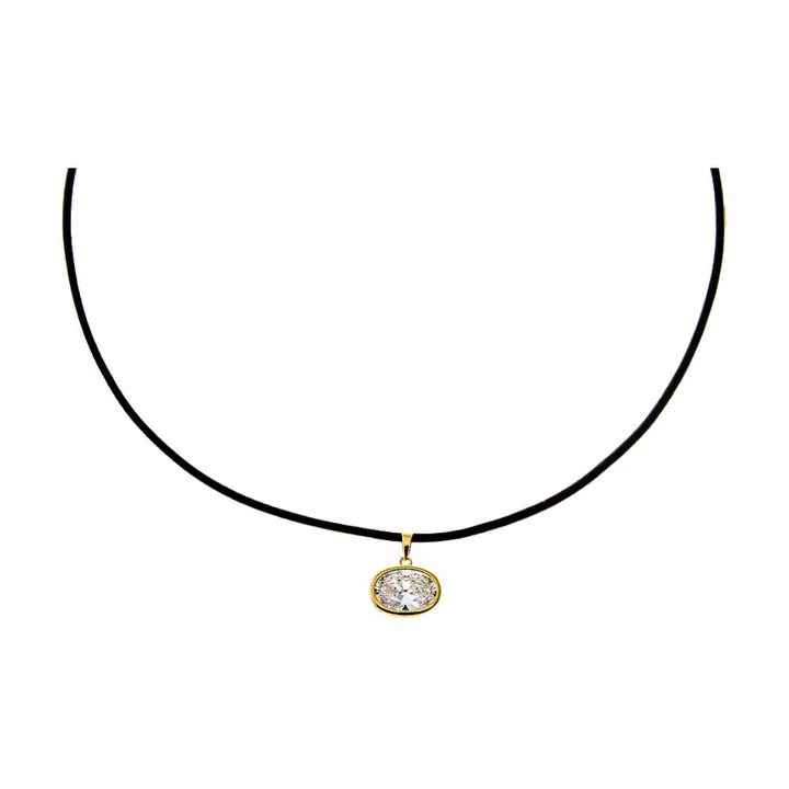 CZ Oval Bezel Charm – Adina Eden