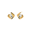 Gold Colored Diamond Cut Stud Earrings - Adina Eden's Jewels