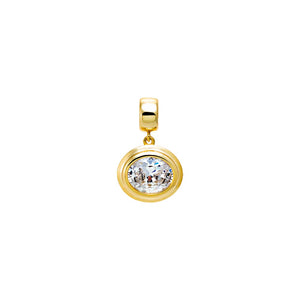 Colored CZ Oval Bezel Pendant