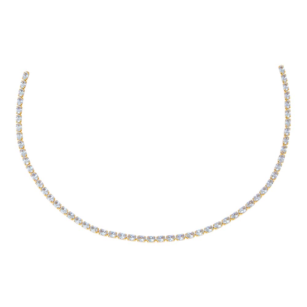 Gold Colored Four Prong Tennis Choker - Adina Eden's Jewels