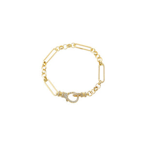 Gold Pave Carabine Clasp Paperclip Link Bracelet - Adina Eden's Jewels